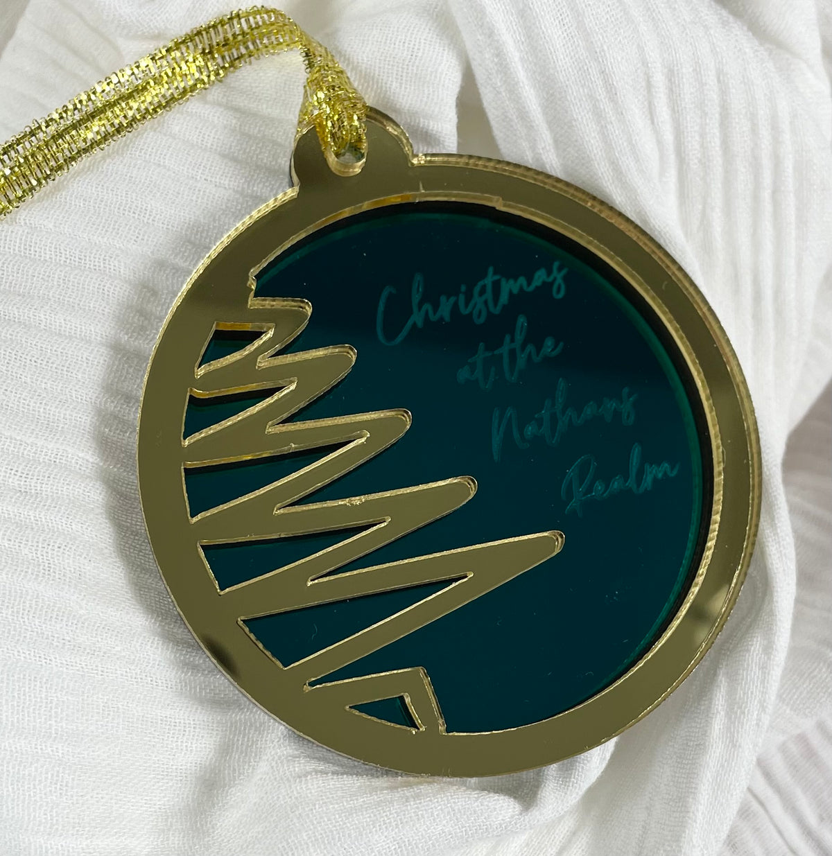 Personalised Christmas tree reflection bauble