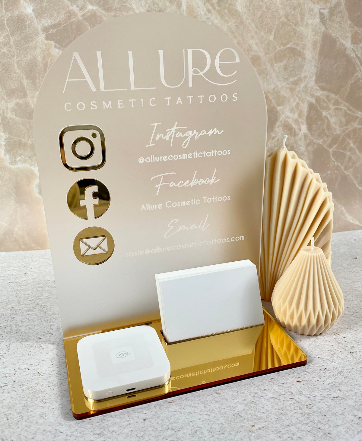 frosted and gold card holder