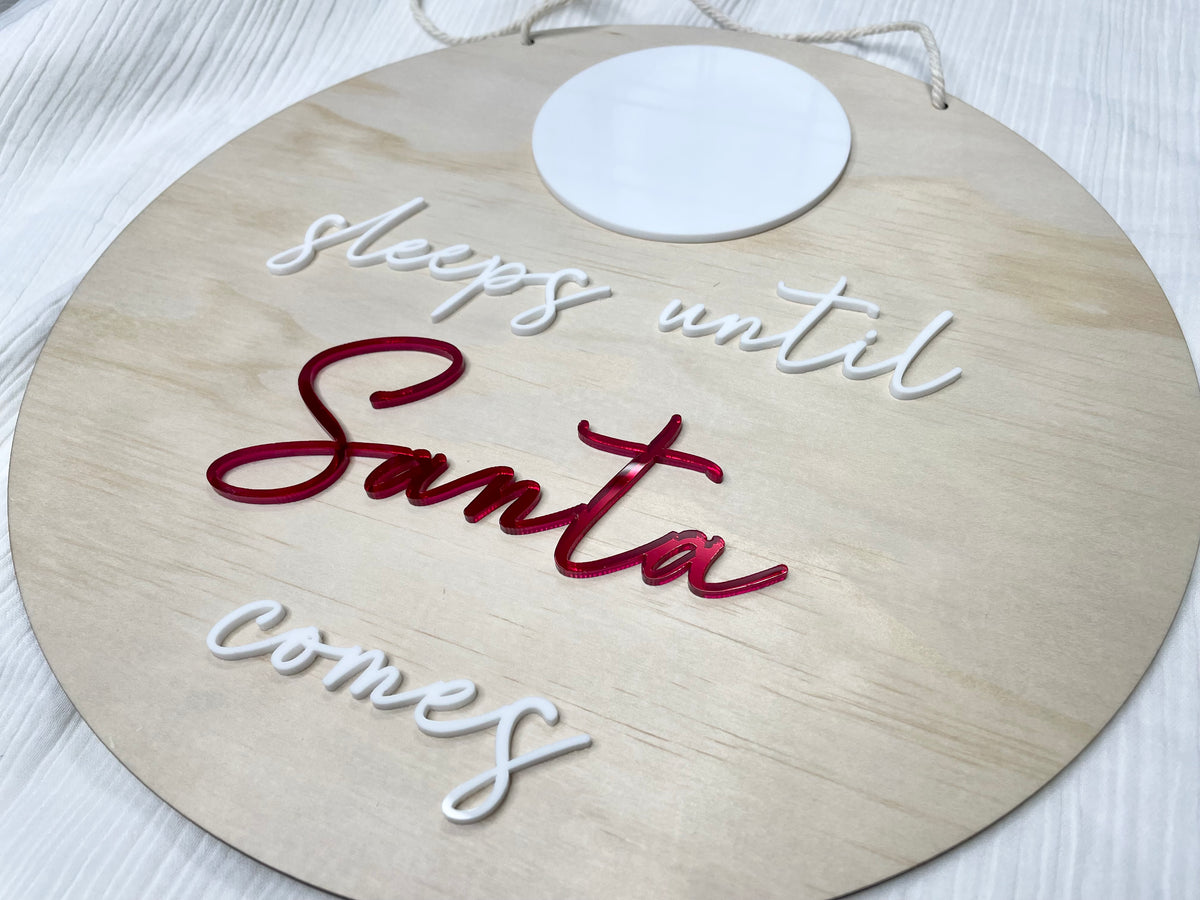 Sleeps until Santa comes countdown plaque