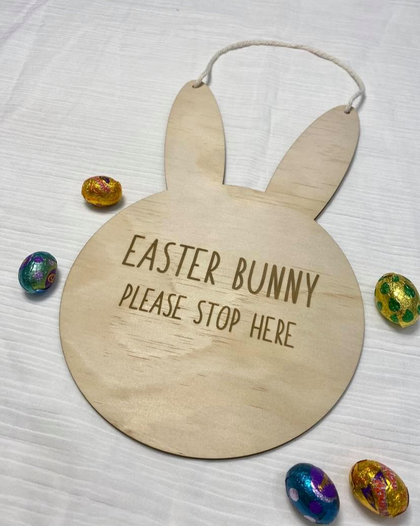 easter bunny please stop here sign